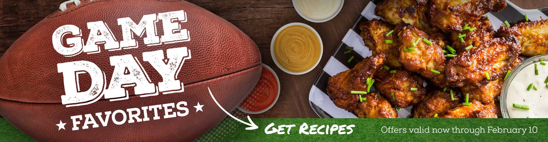 Game Day Favorites image with football and wings