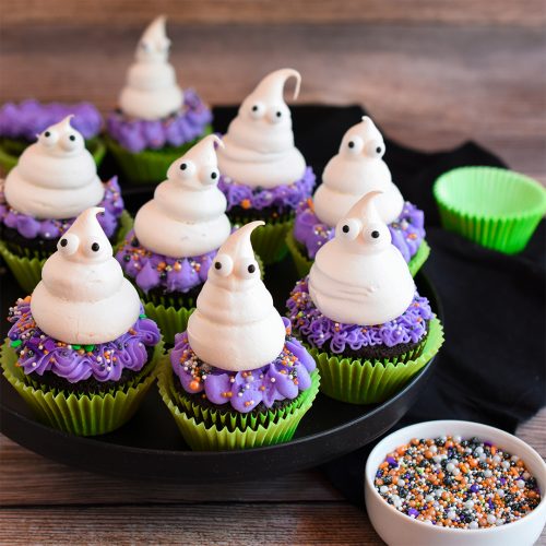 Chocolate Cupcakes with Meringue Ghosts